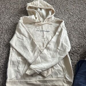 Cream Hoodie with Motivational Text
